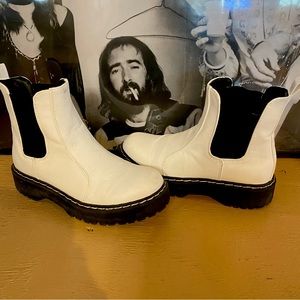 White Leather Chelsea Hippie Boots